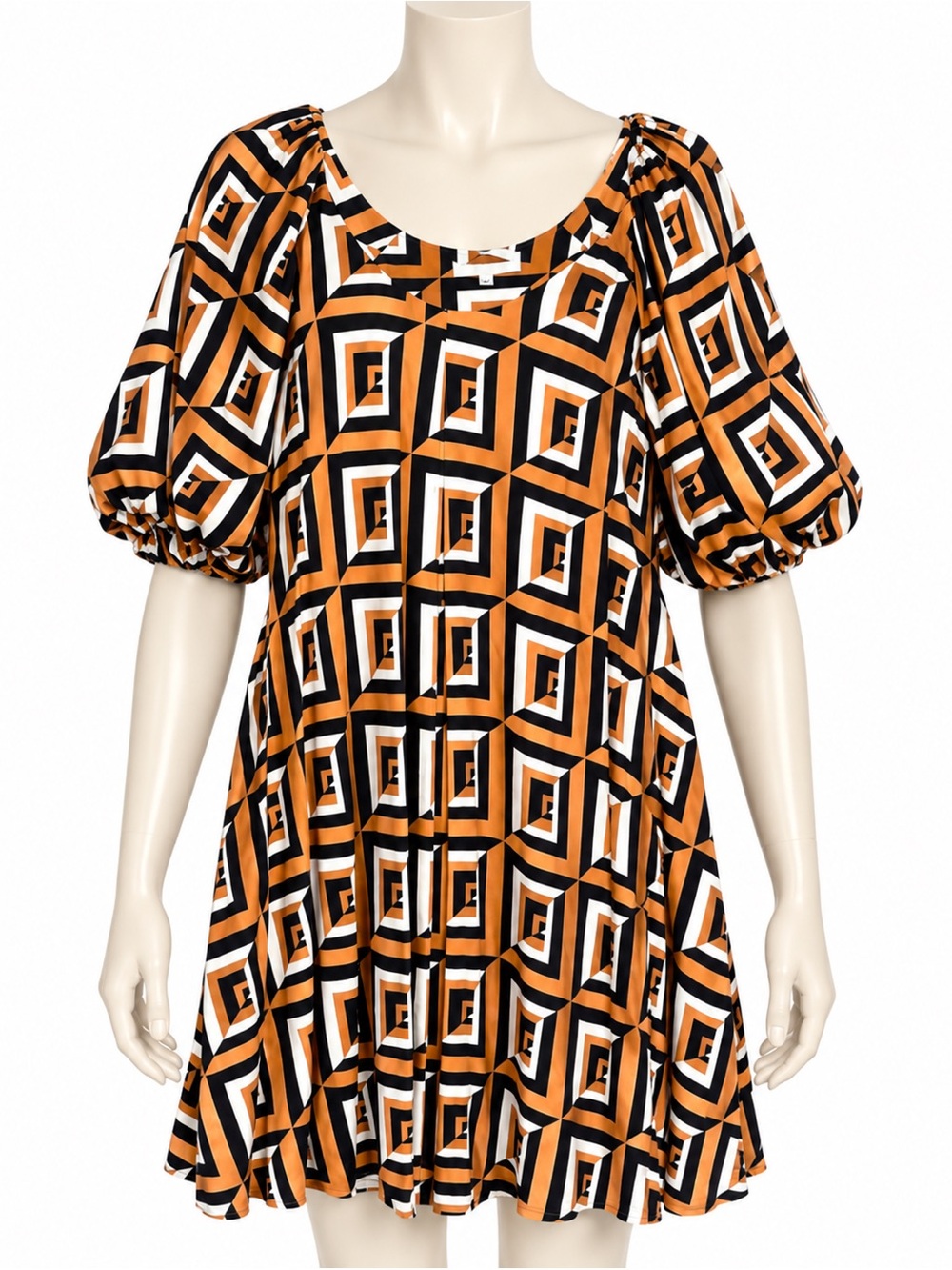 Corey Lynn Calter Geometric Puff Sleeve Mini Dress Rayon M